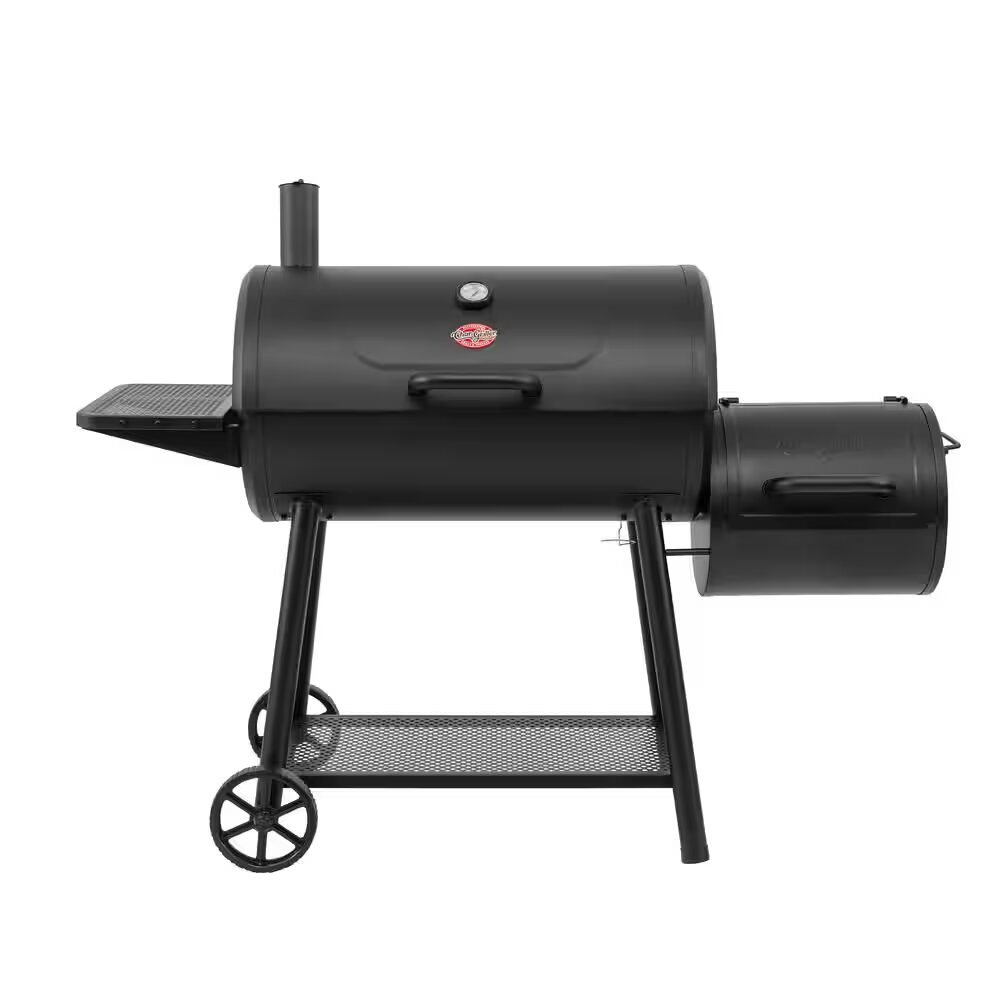 Smokin' Champ Charcoal Grill Offset Smoker in Black with Charcoal Tray and Dual Damper Controls Smokin' Champ Charcoal Grill Offset Smoker in Black with Charcoal Tray and Dual Damper Controls LM-LW-OUT-J4Y - Image 1
